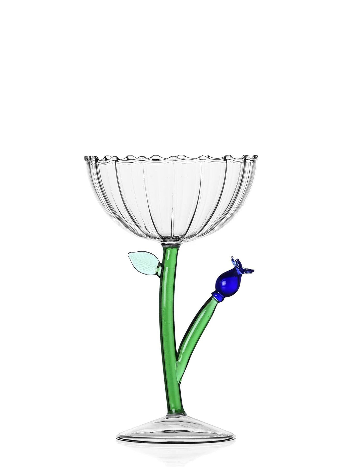 Blue flower champagne bowl, Botanica Collection