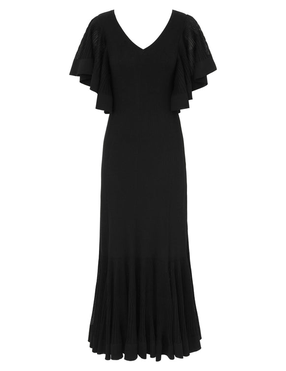Illuminate Pleated Frill Maxi dress, black