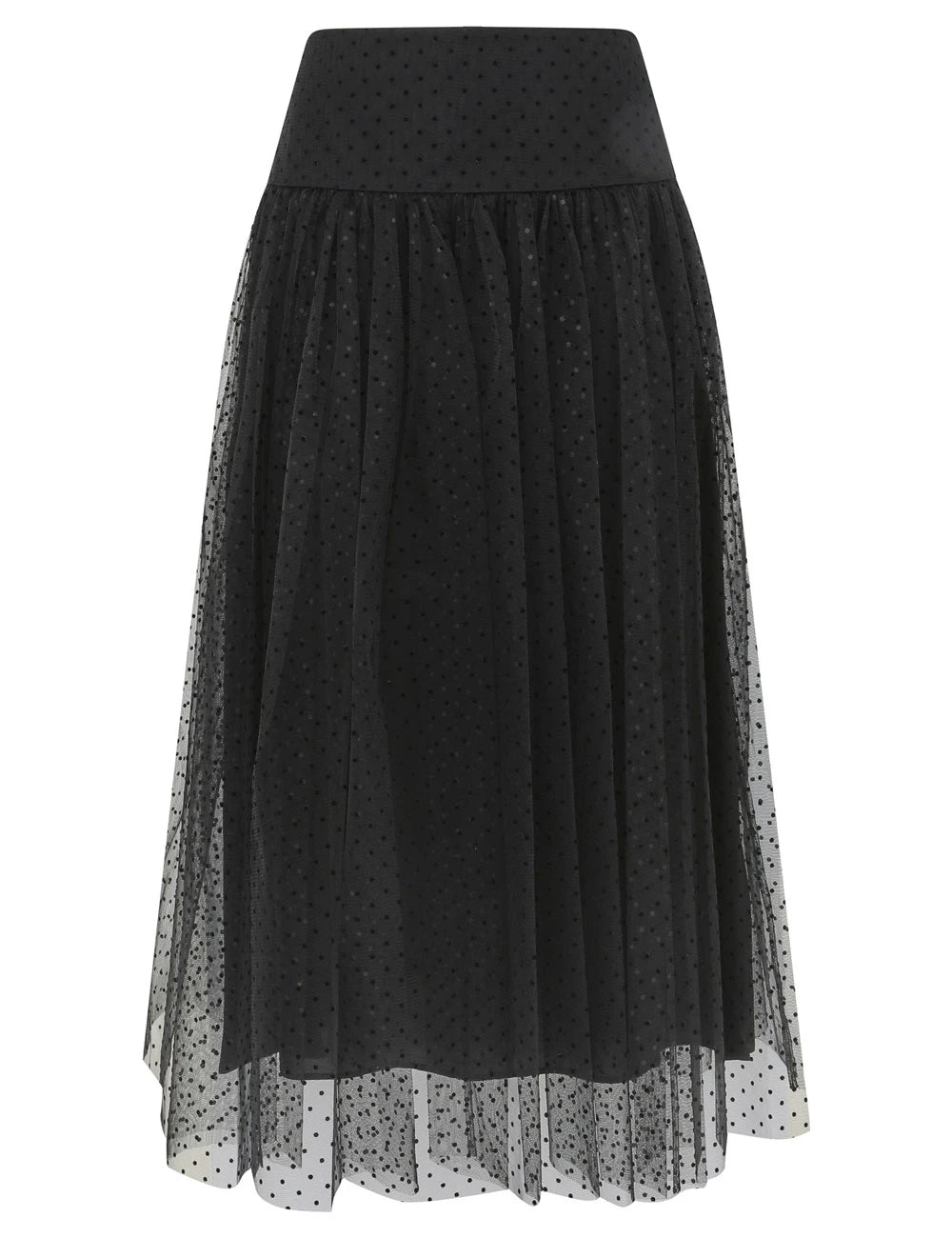 Tulle Dot Midi Skirt, black