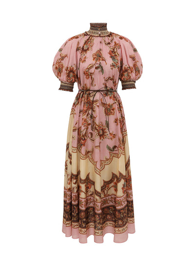 Aster billow maxi dress, mauve print
