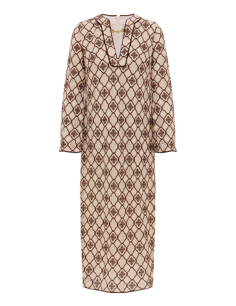 Luna guipure midi dress, chocolate cream