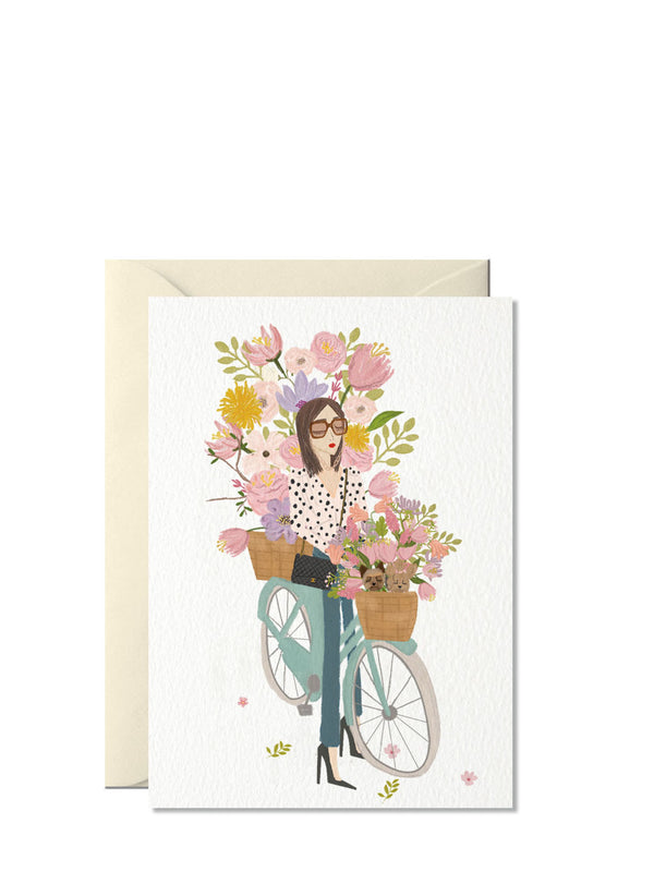 Flower girl on bicycle all occasions card