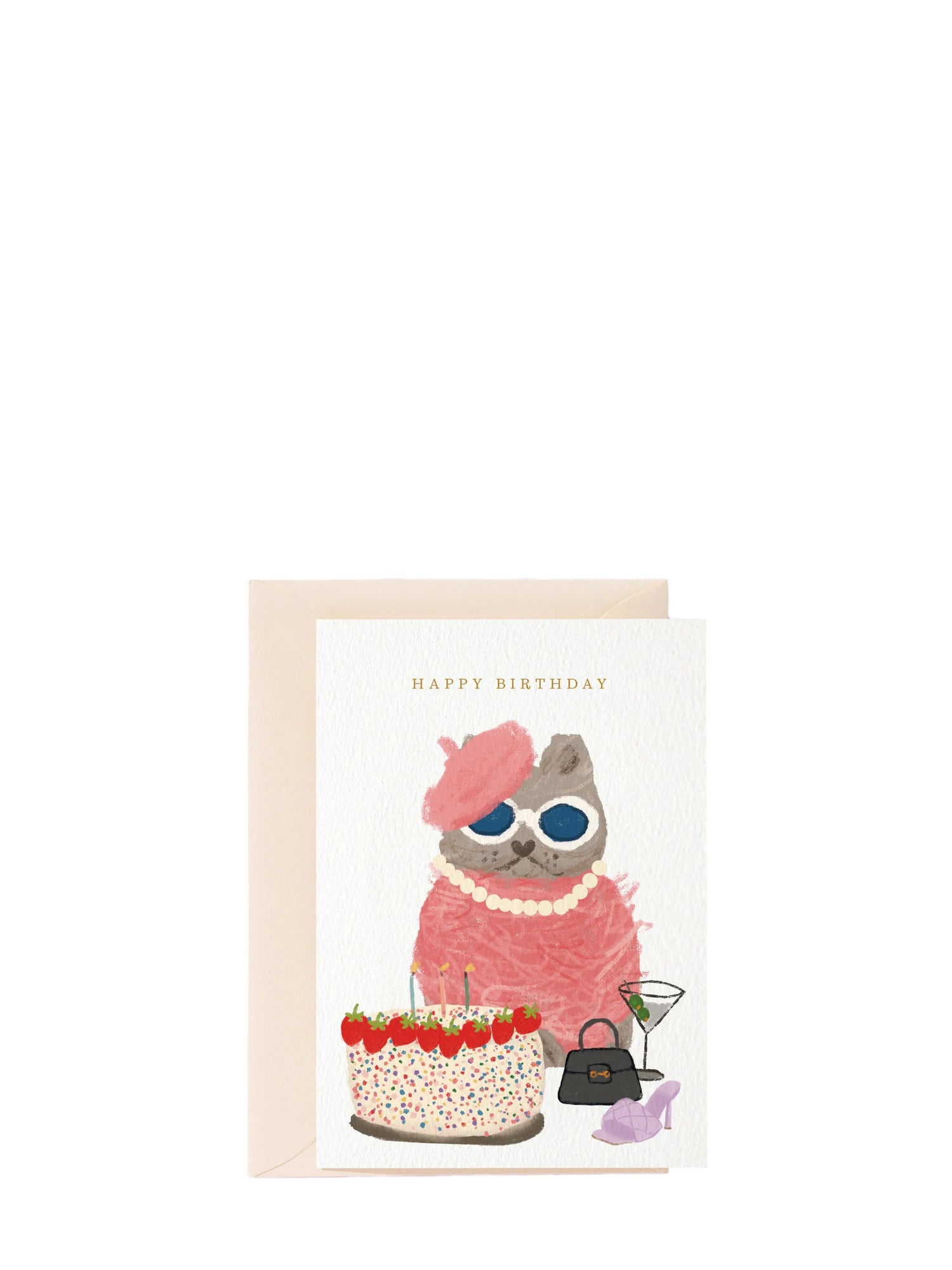 Fashion birthday cat birthday card