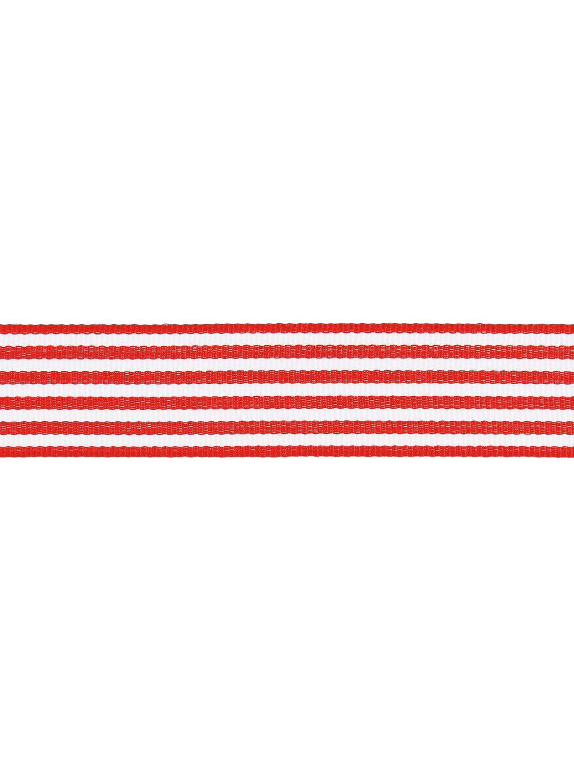 Woven ribbon duo stripes, red/white, 25 mm x 3 m