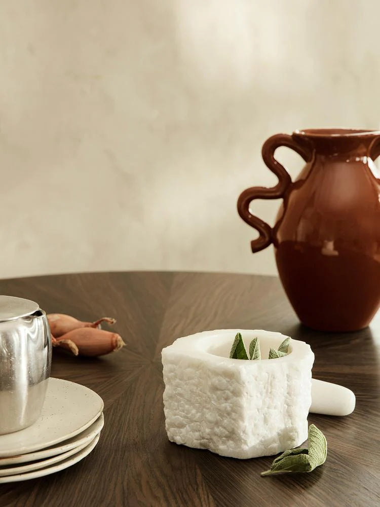 Mortar & pestle Petra in white quartz