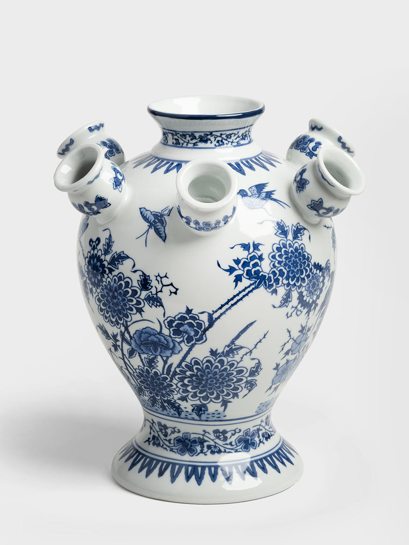 Cascade porcelain tulip vase, delft blue