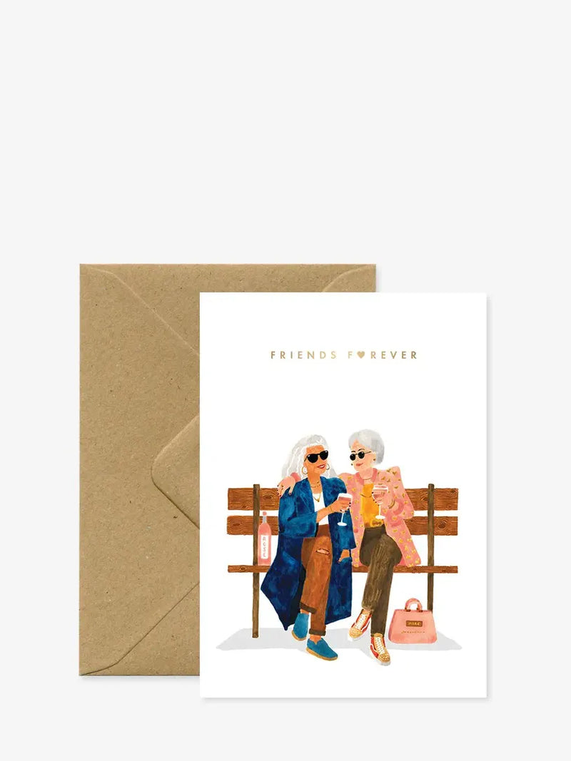 Old but cool sitting together 'friends forever' love & friendship card