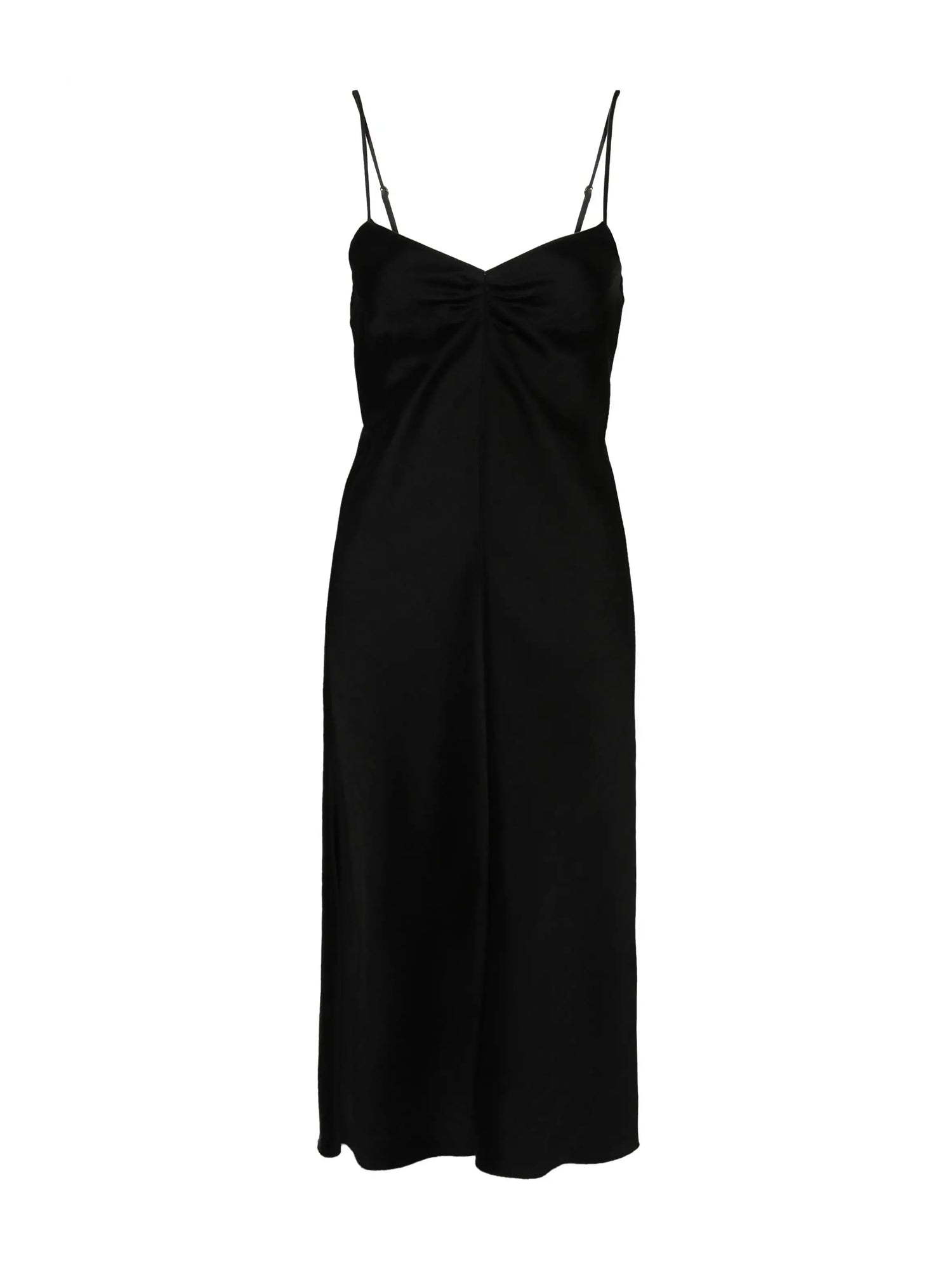 Viscose Satin Strap Dress, Black