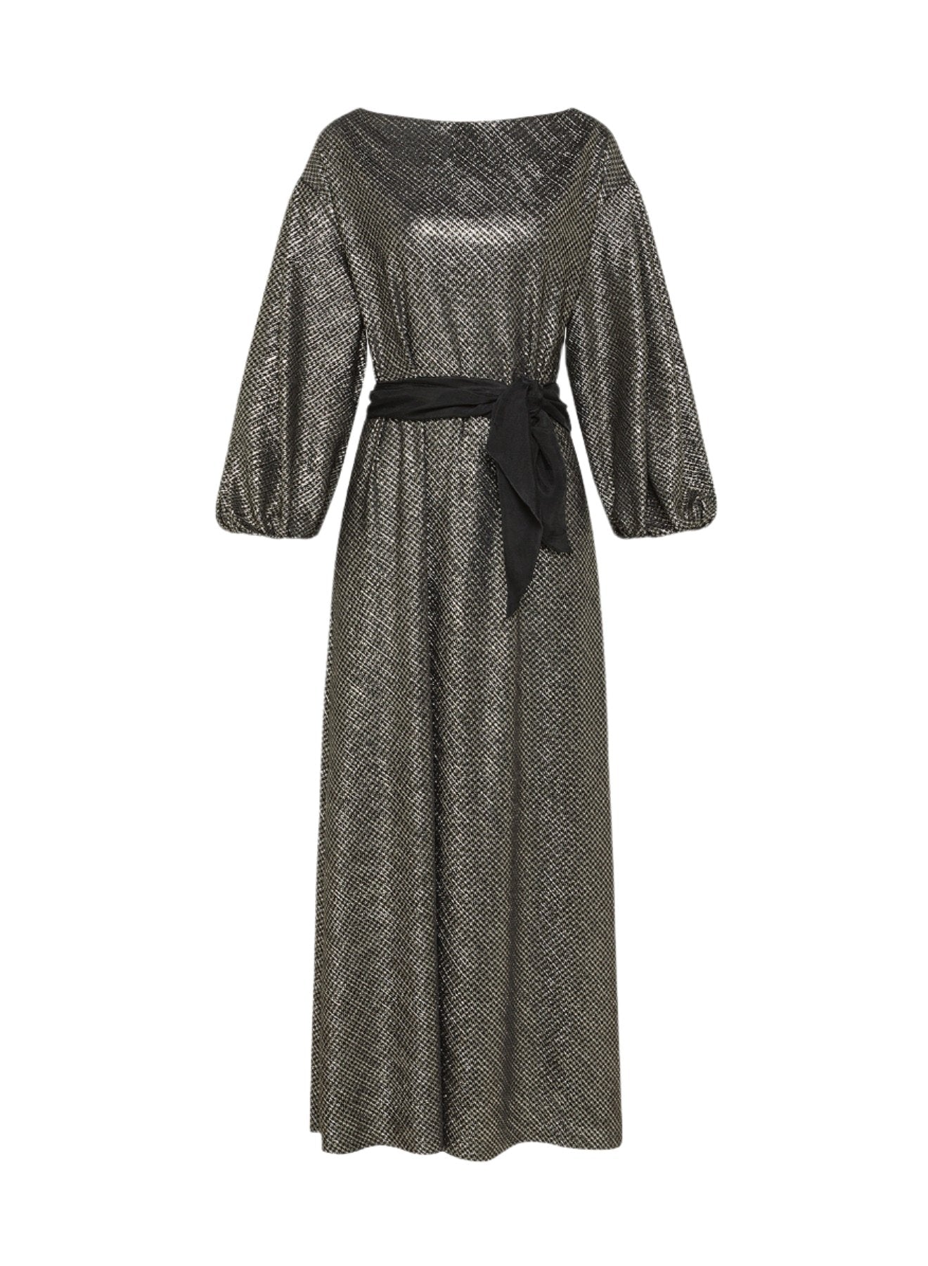FORTE FORTE: Lam' pied de poule long sleeves dress, nero FORTE FORTE: Lam' pied de poule long sleeves dress, nero