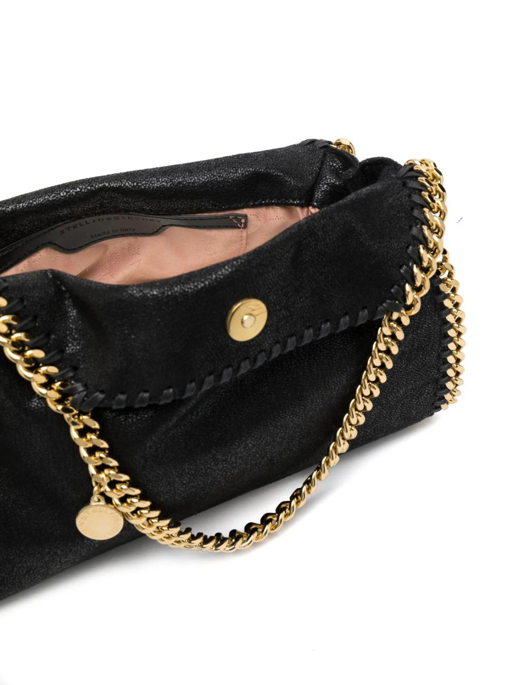 Falabella mini tote bag w/gold color chain, black