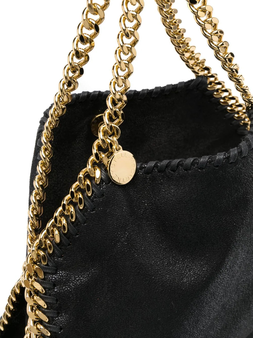 Falabella mini tote bag w/gold color chain, black