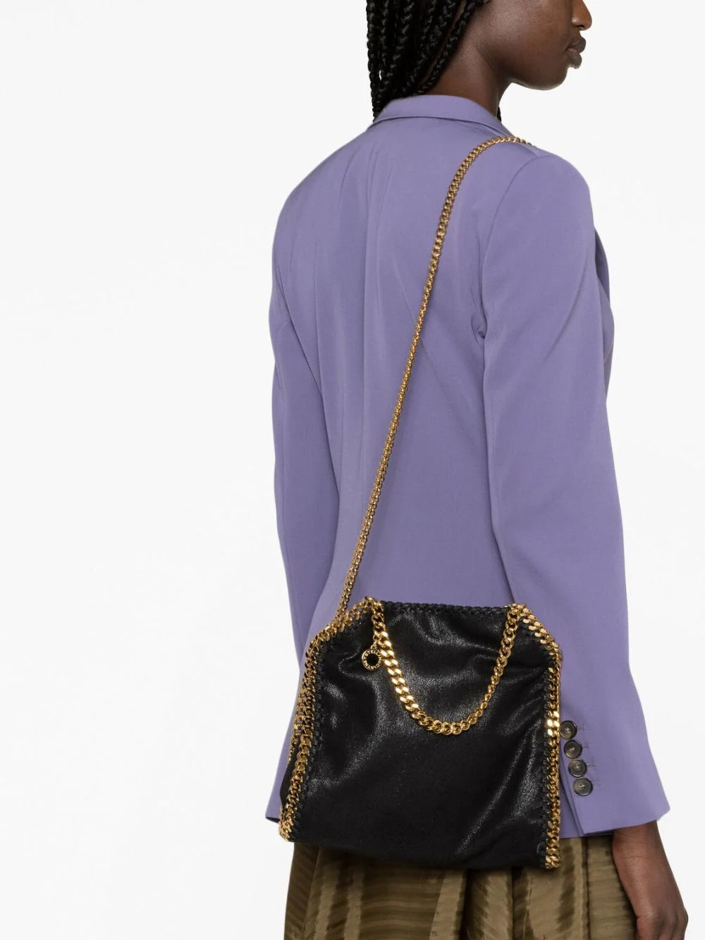 Falabella mini tote bag w/gold color chain, black