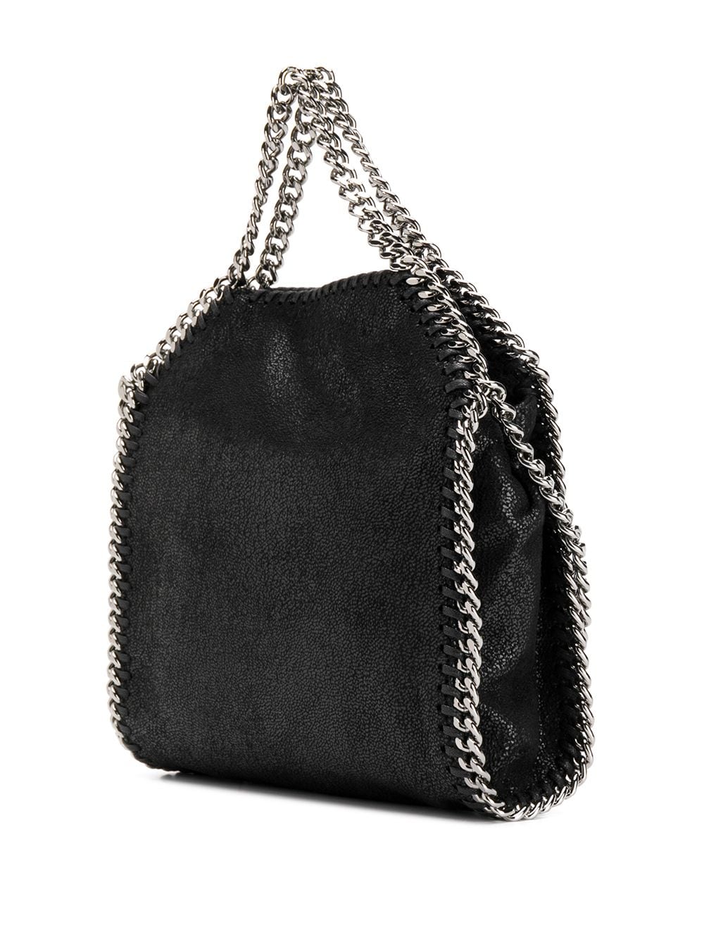 Falabella tiny tote, black w. silver chain