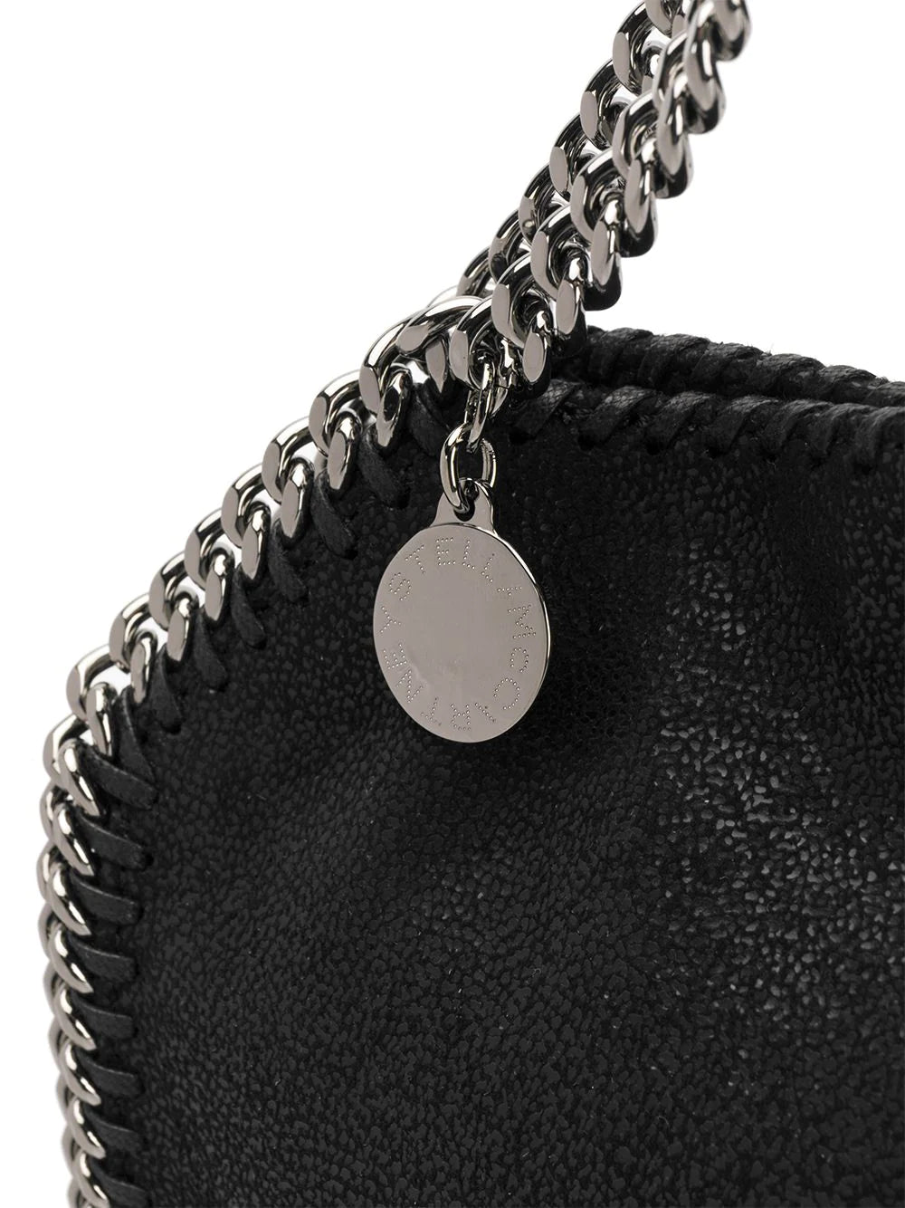 Falabella tiny tote, black w. silver chain