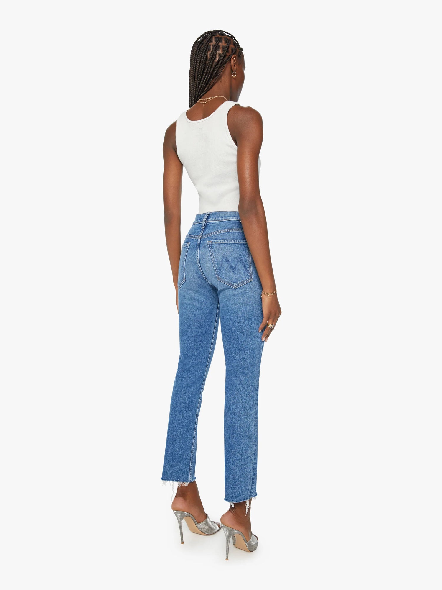 Tomcat ankle fray high-rise jeans, ´Arigato Mr Roboto´ mid-blue wash