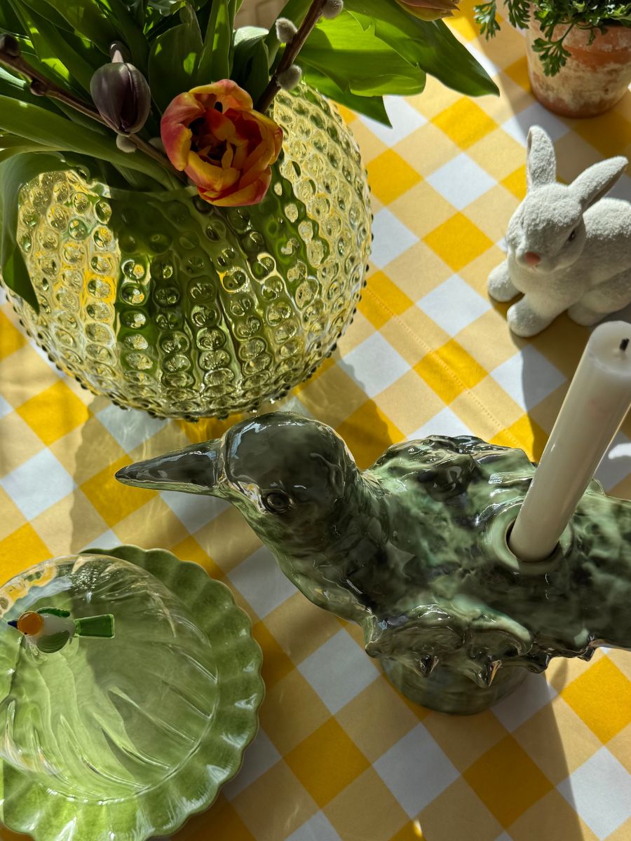 Large Globe hobnail vase, olive green (24cm)