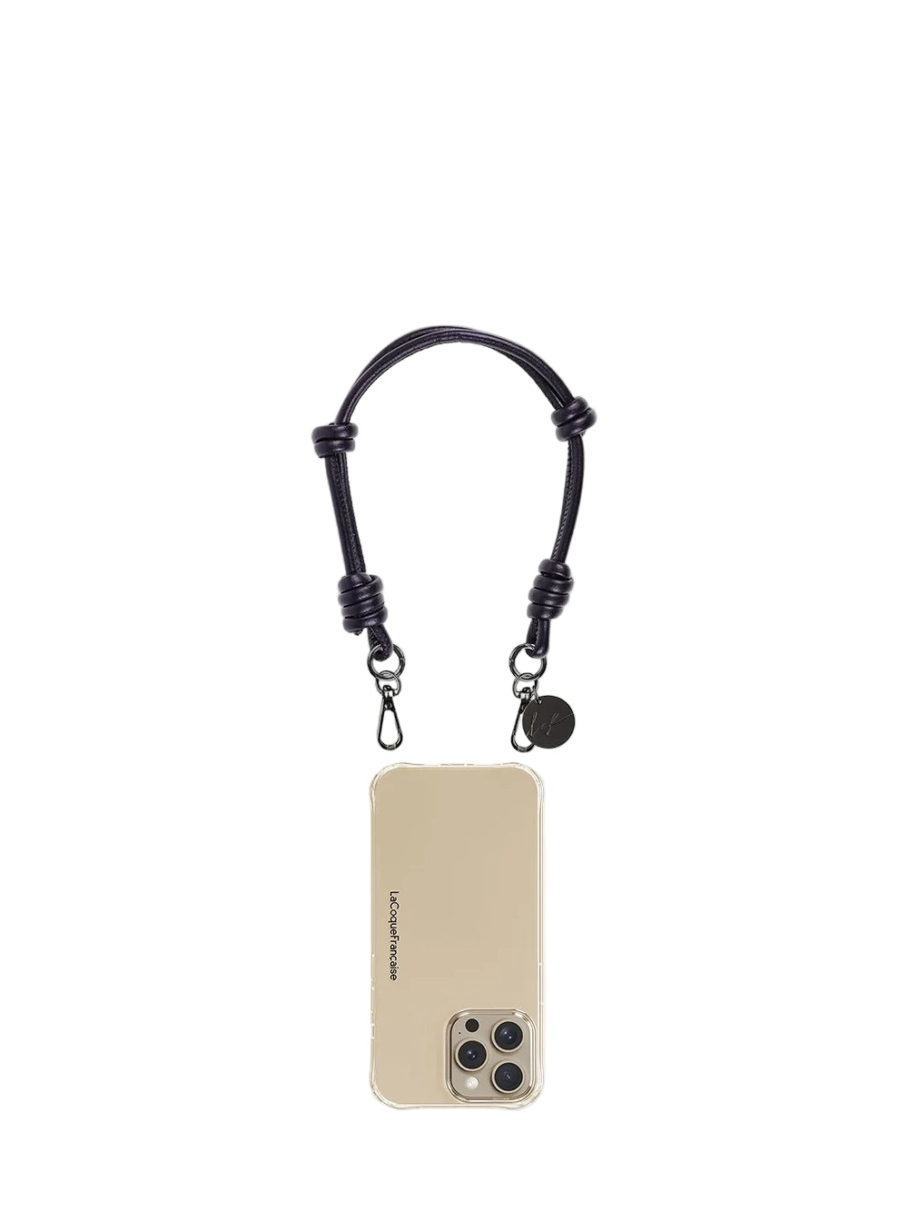 Nolan short phone strap, black faux leather