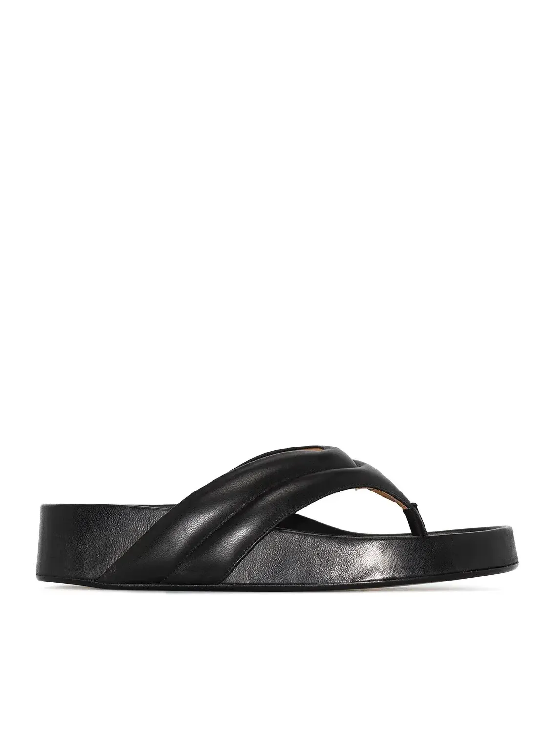Bellano flip flops in lamb leather, black