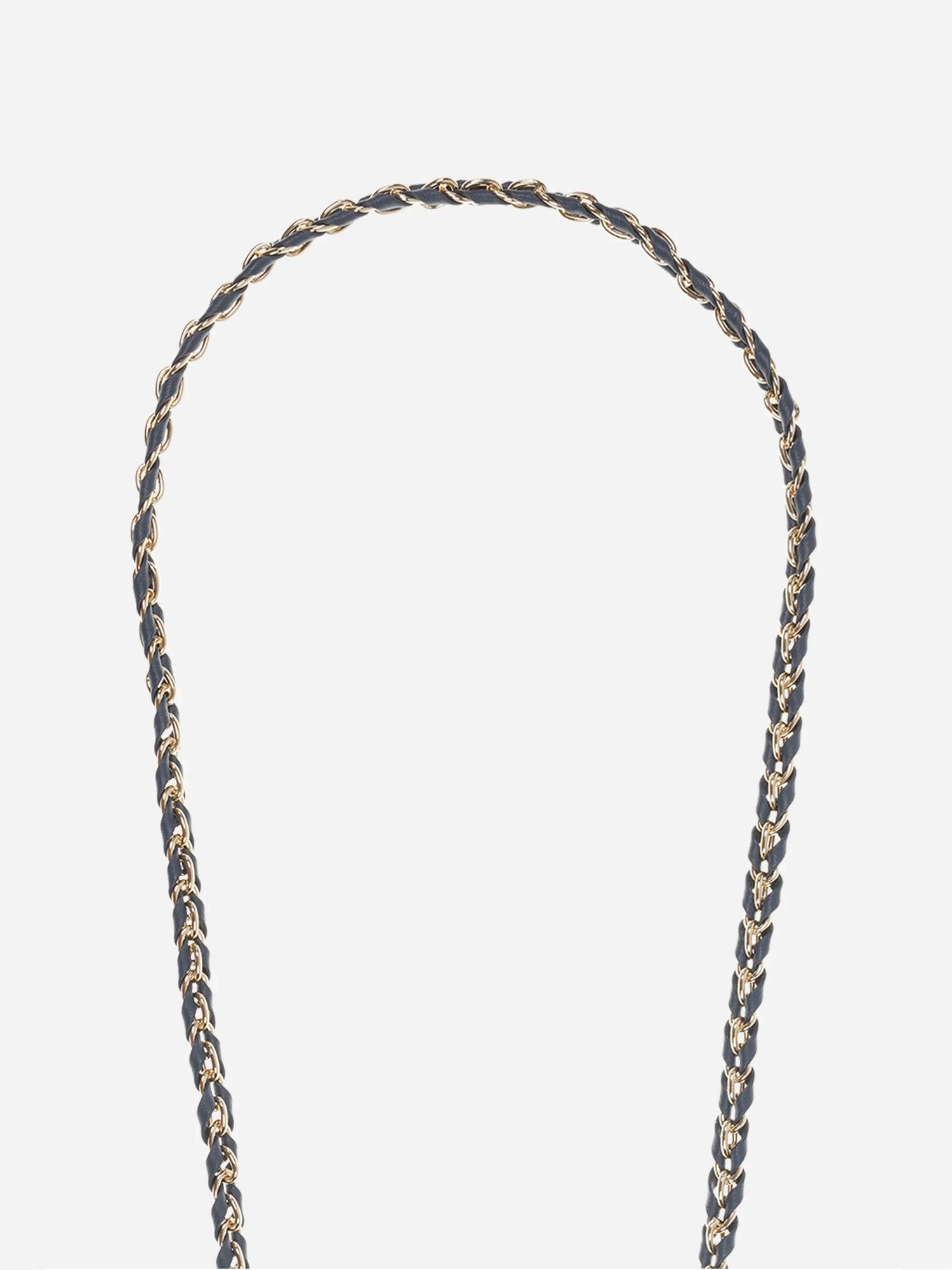 Lou crossbody phone strap, dusty blue and gold metal