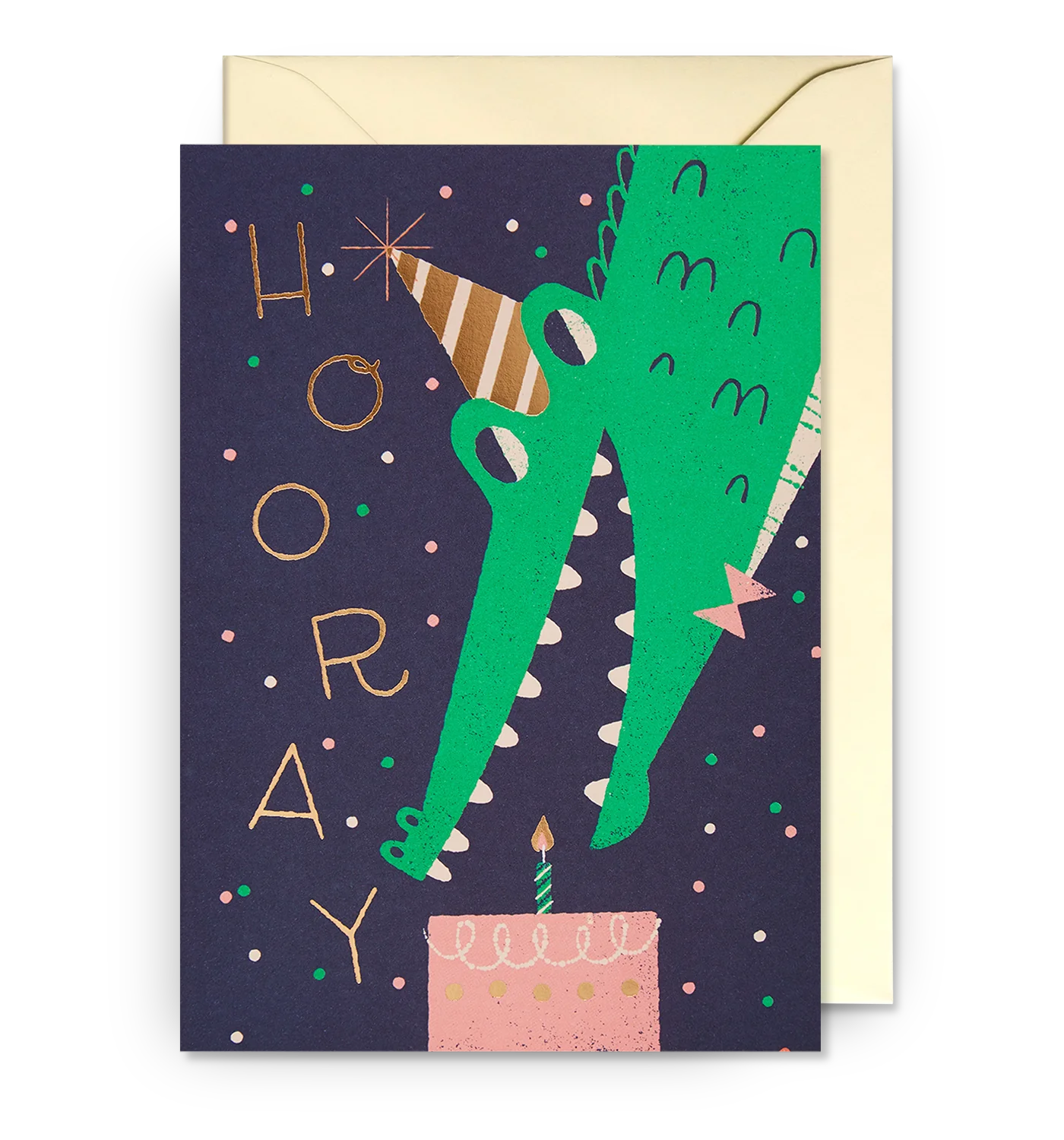 Hooray! Party Croco and Cake Birthday Card by Lydia Nichols
