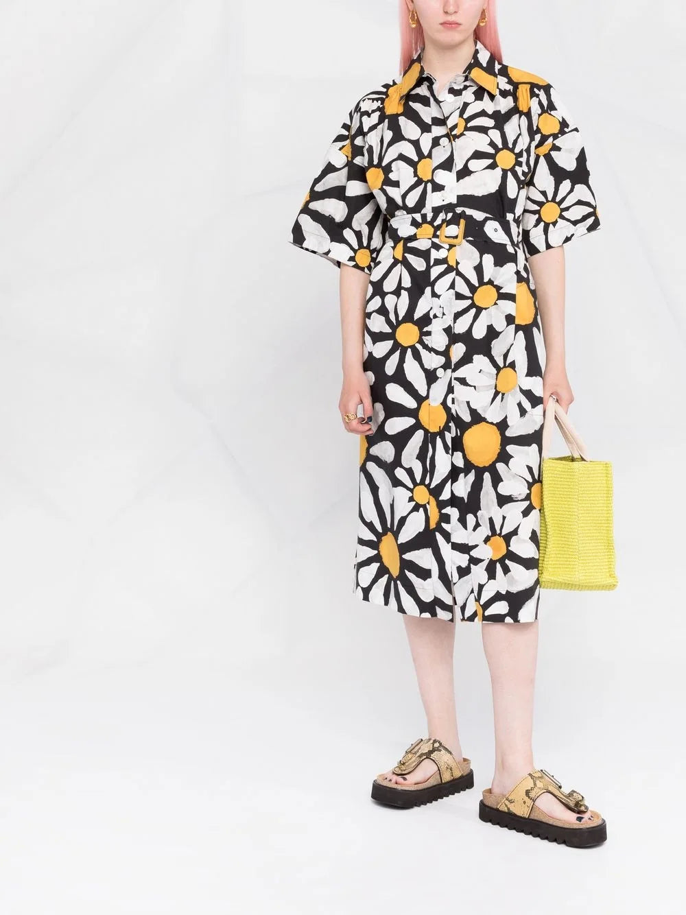 Daisy belted shirt dress in poplin