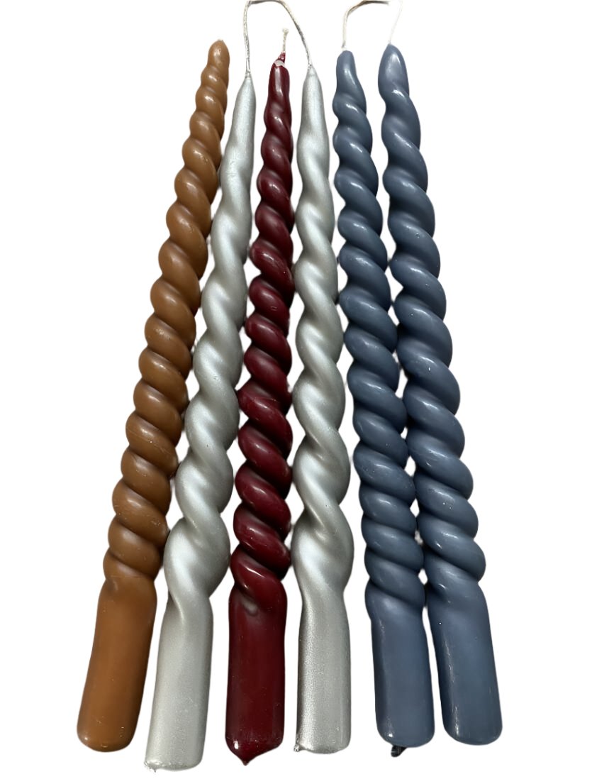 Twisted candle, set of 2 (many colours)