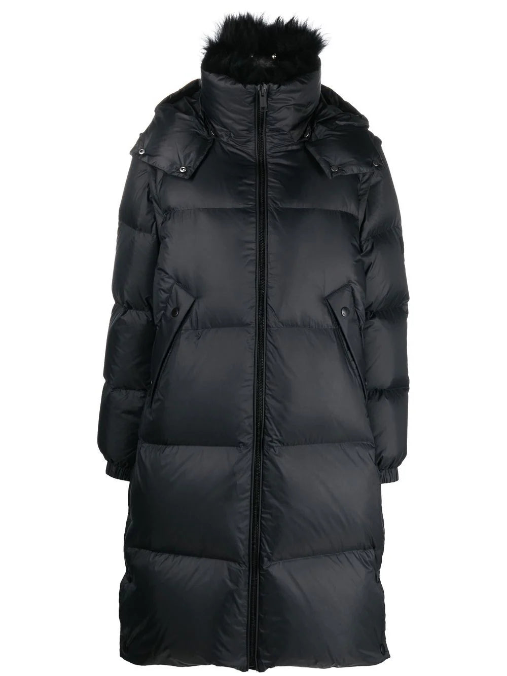 Long DOWN COAT TECHNICAL FABRIC, black