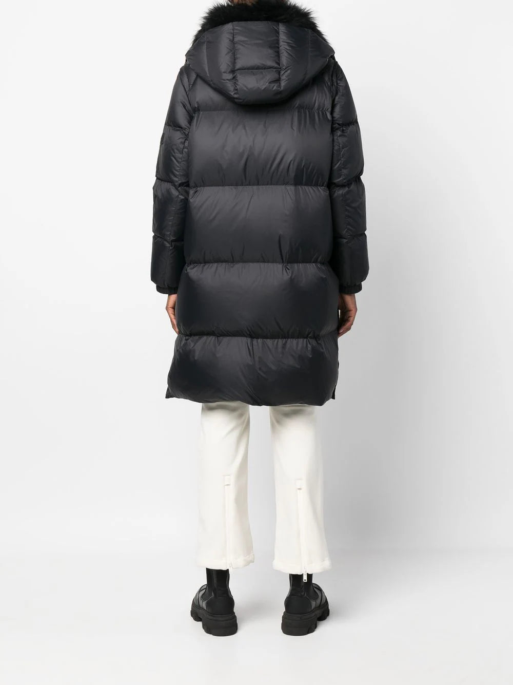 Long down coat technical fabric, black