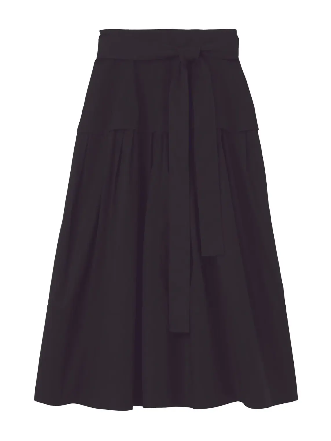 Poplin Belted Skirt, Black