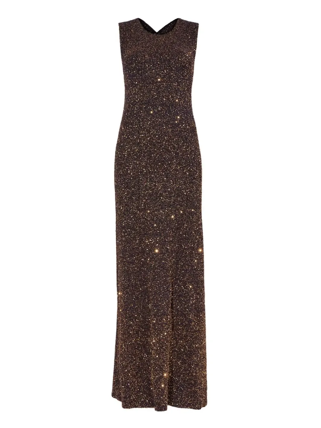 Sequin-embellished knitted dress, Dark Brown