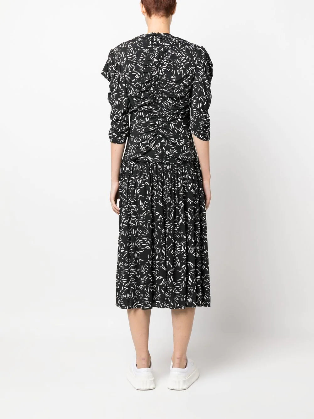 Crepe De Chine Dress, black-white print