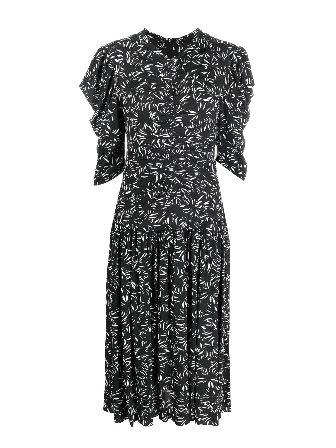 Crepe De Chine Dress, black-white print