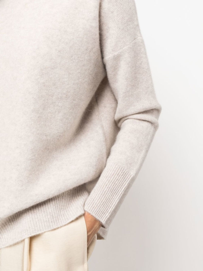 Boiled cashmere funnel neck pullover, marble
