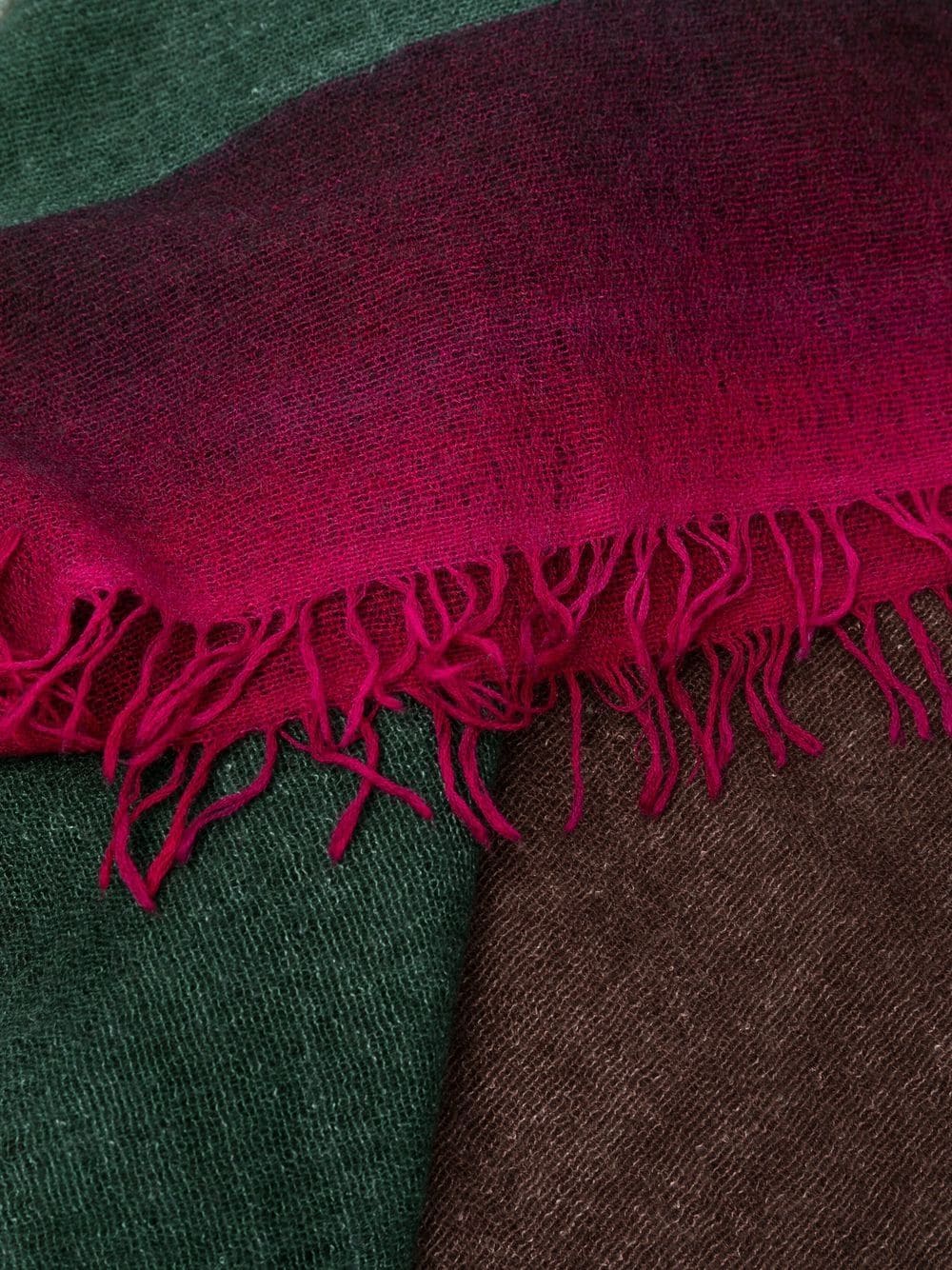 Colour-block fringed scarf