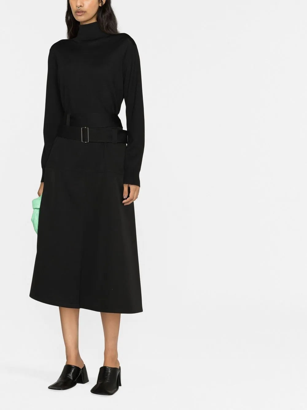 Lightweight Wool High-Neck Sweater, black