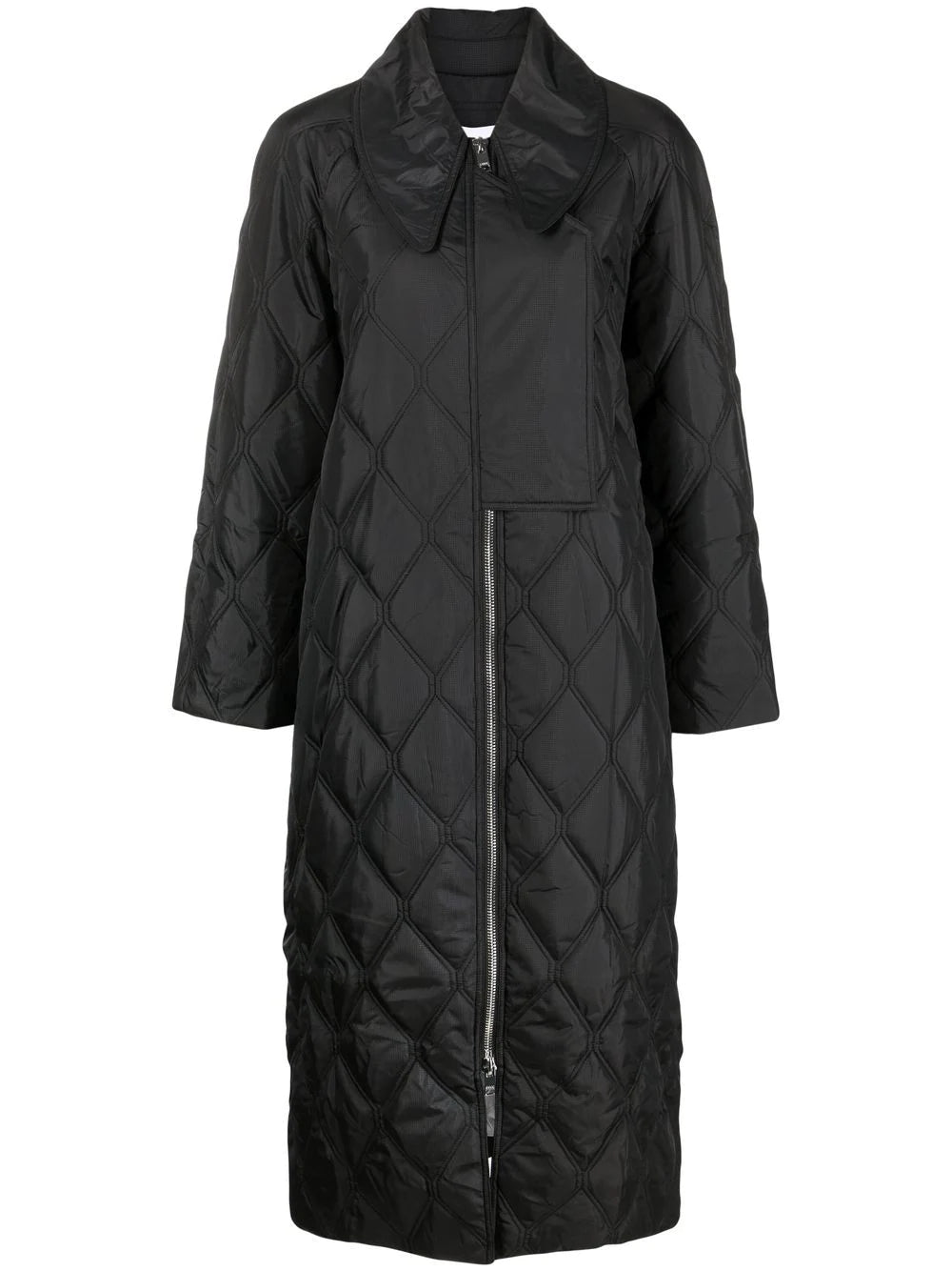 Quilted ripstop coat, black