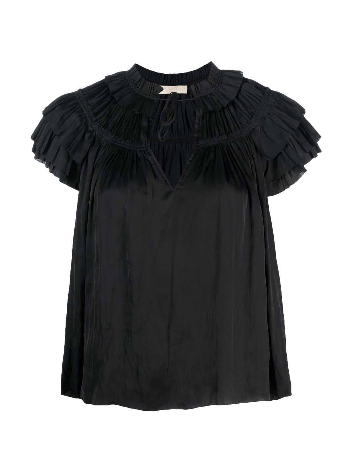 Liv ruffled-detail top, black