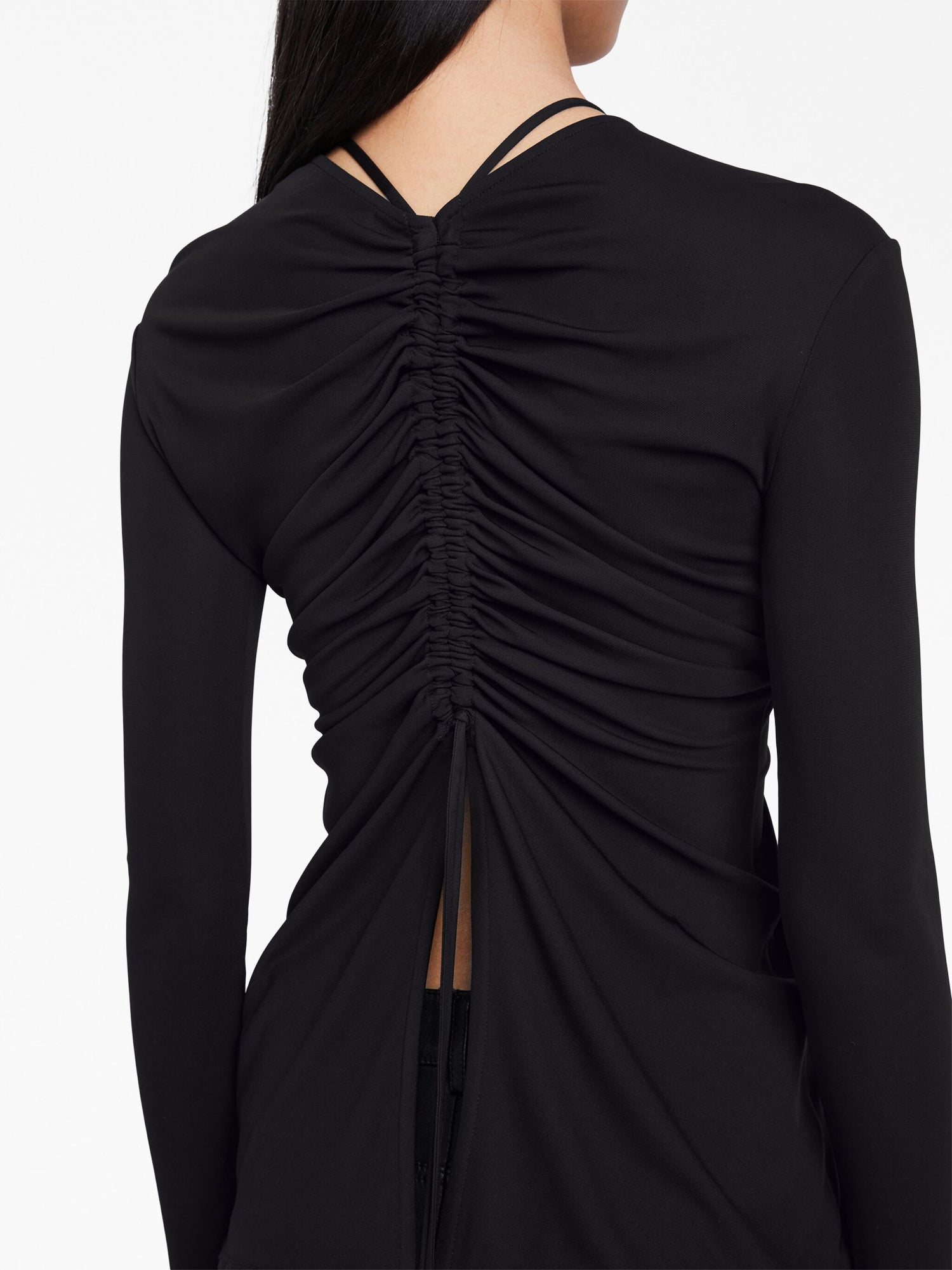 Matte Crepe Long Sleeve Top, black