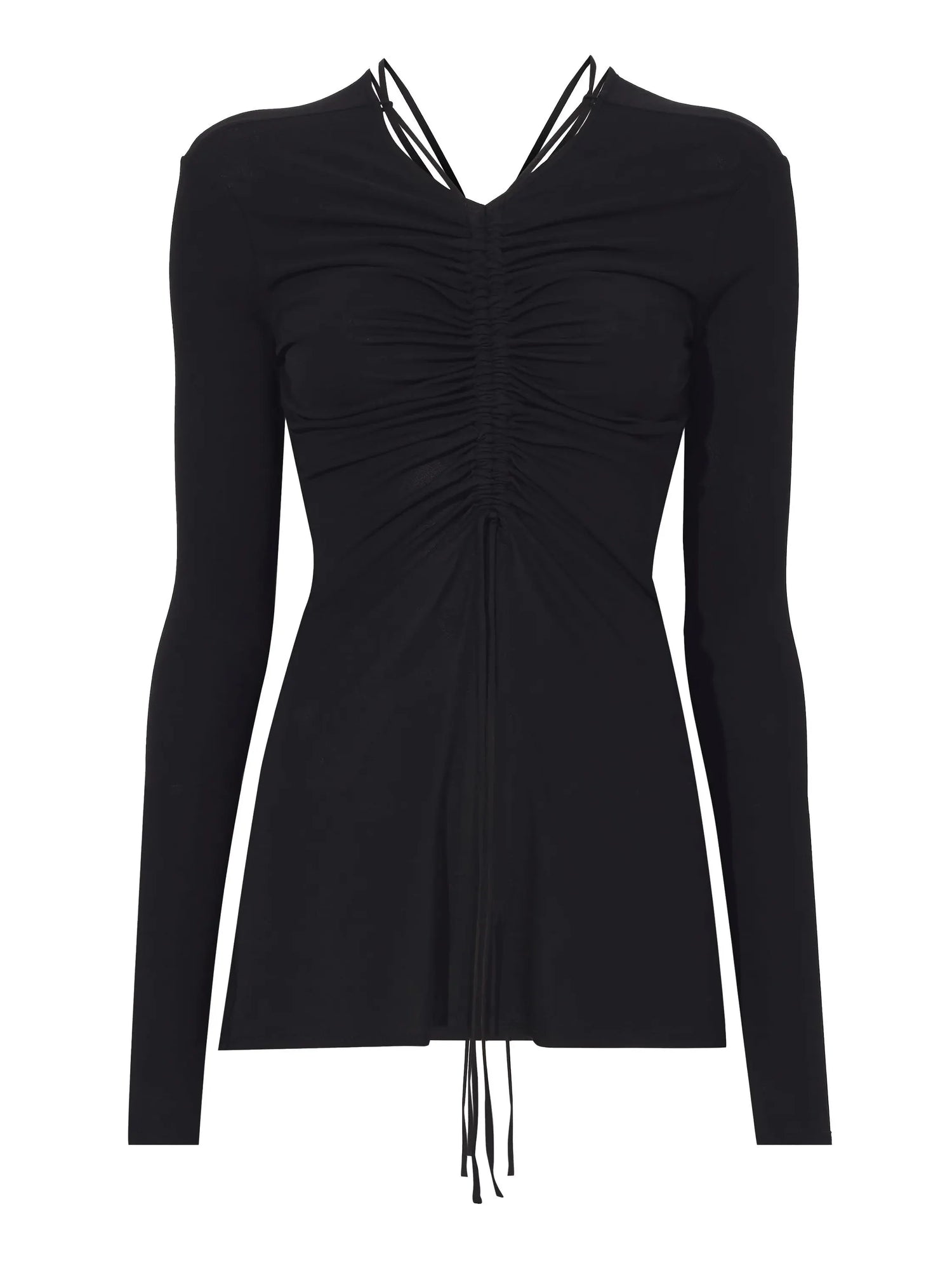 Matte Crepe Long Sleeve Top, black