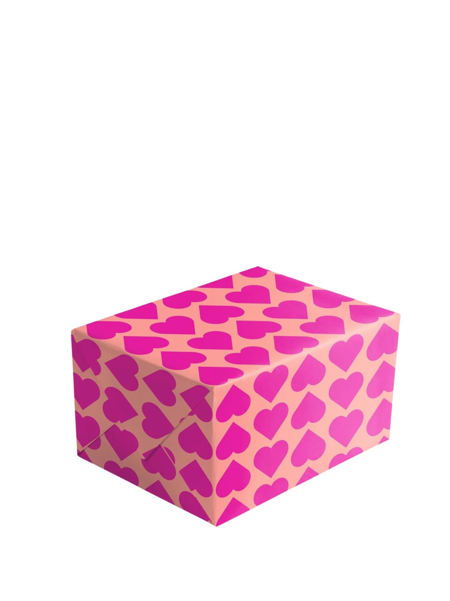 Rectangular block with pink heart pattern on a white background