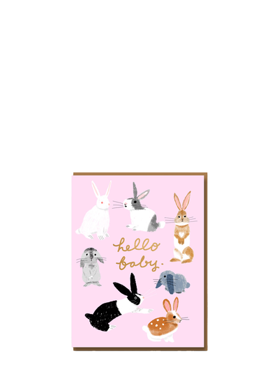 Usagi three bunnies, new baby card