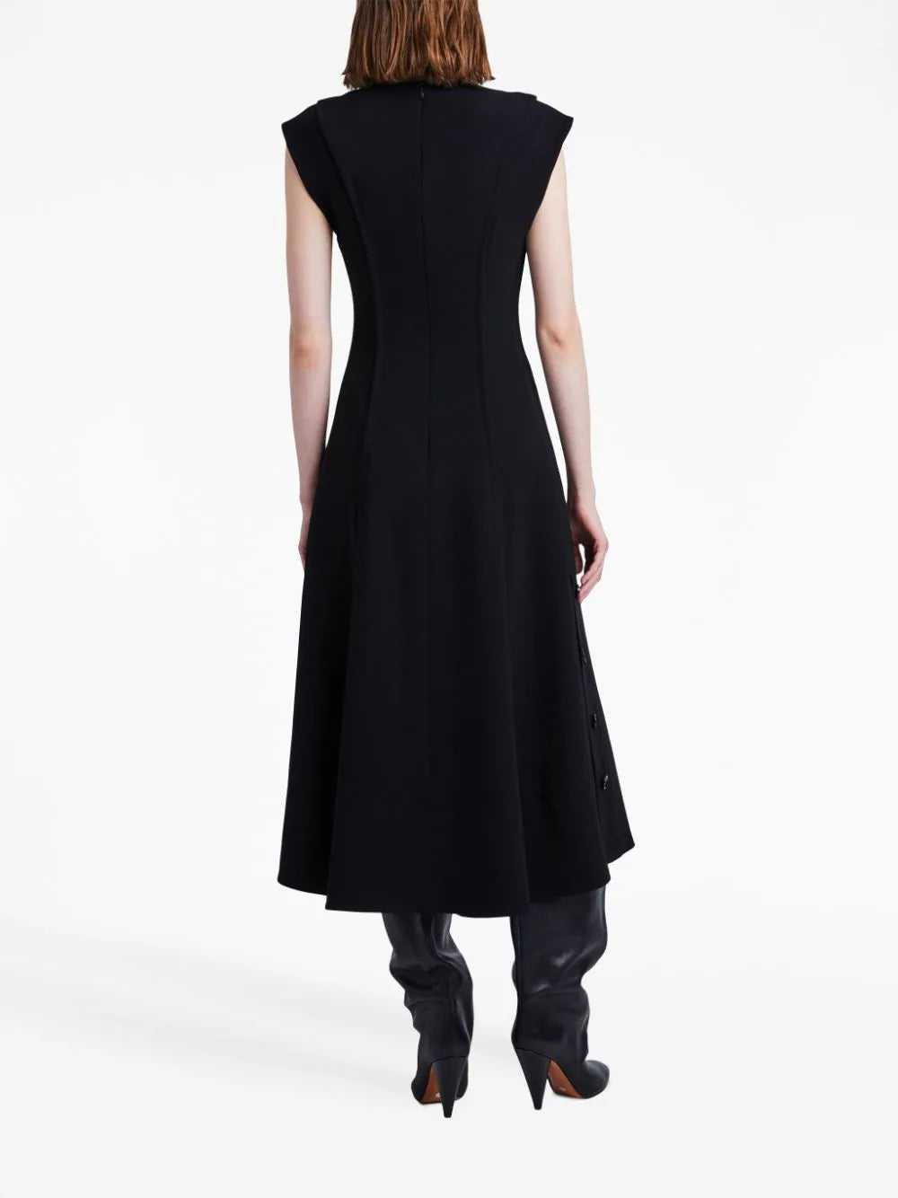 Matte viscose crepe dress, black