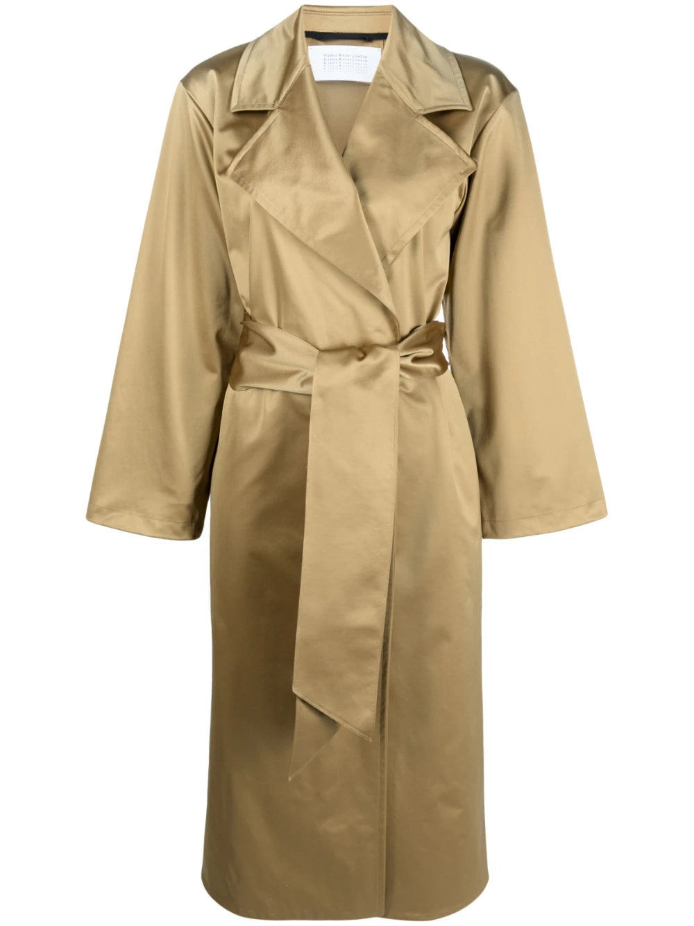 Women belted clutch coat satin, khaki