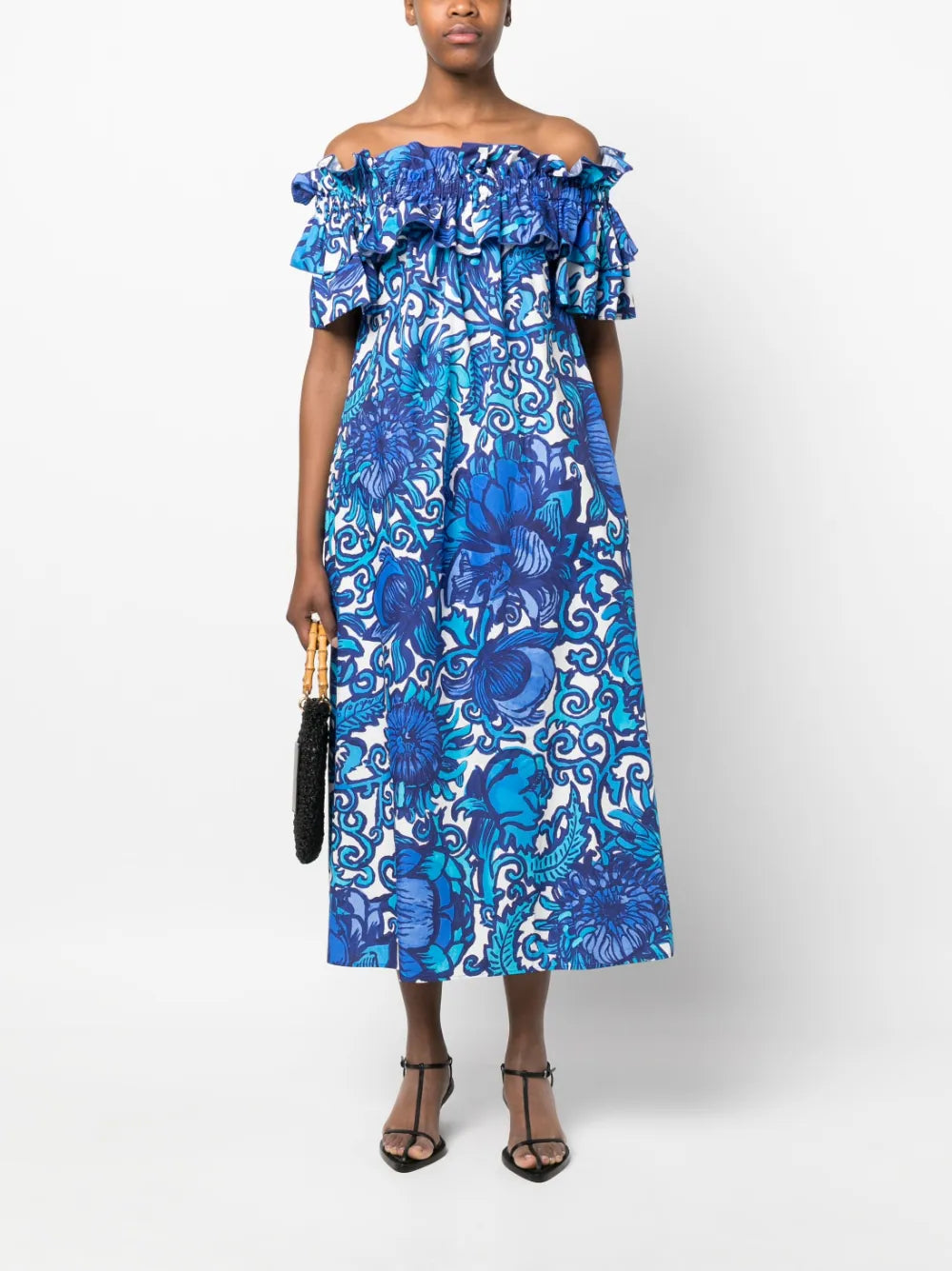Breakfast dress, blue anemone print