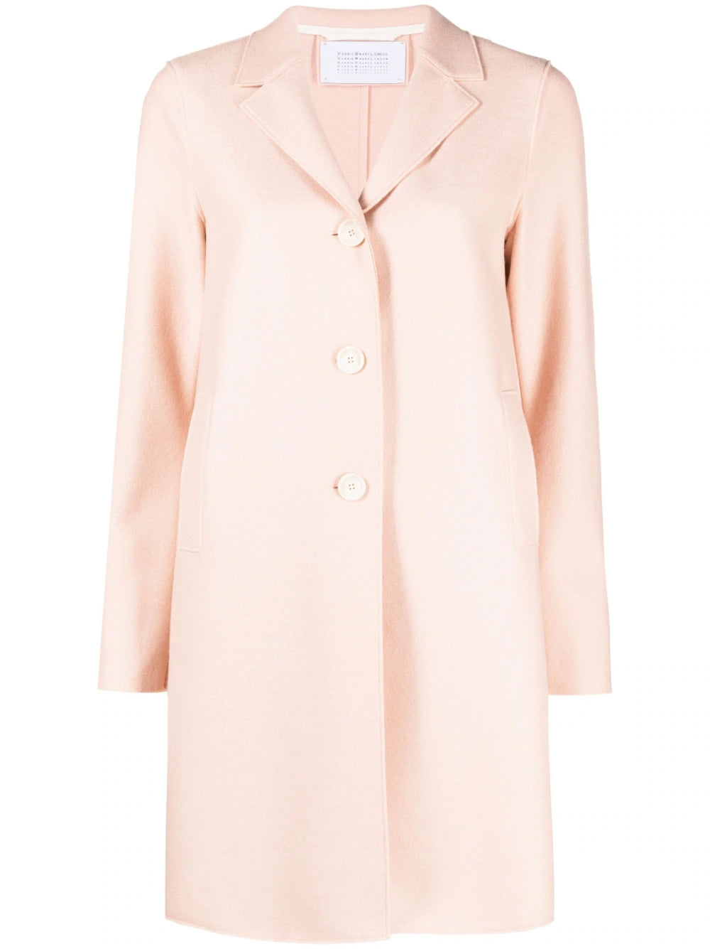 Button-up light wool coat, powder rose