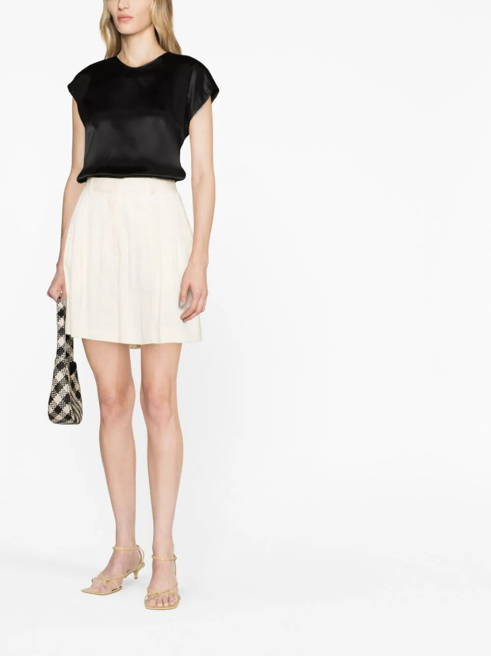 Shining satin top, black