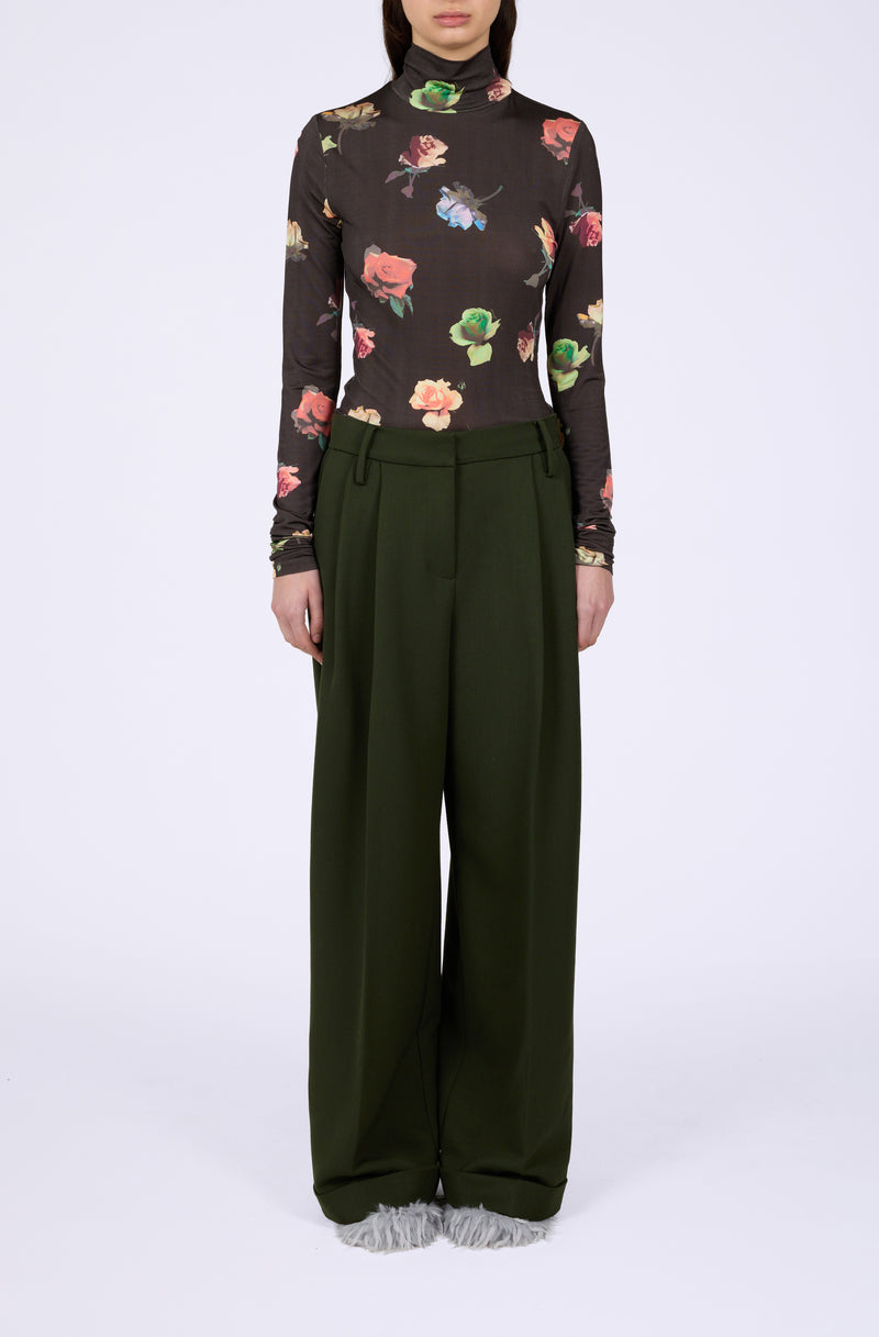 Single Wool Twill Oversized Pleated Pants