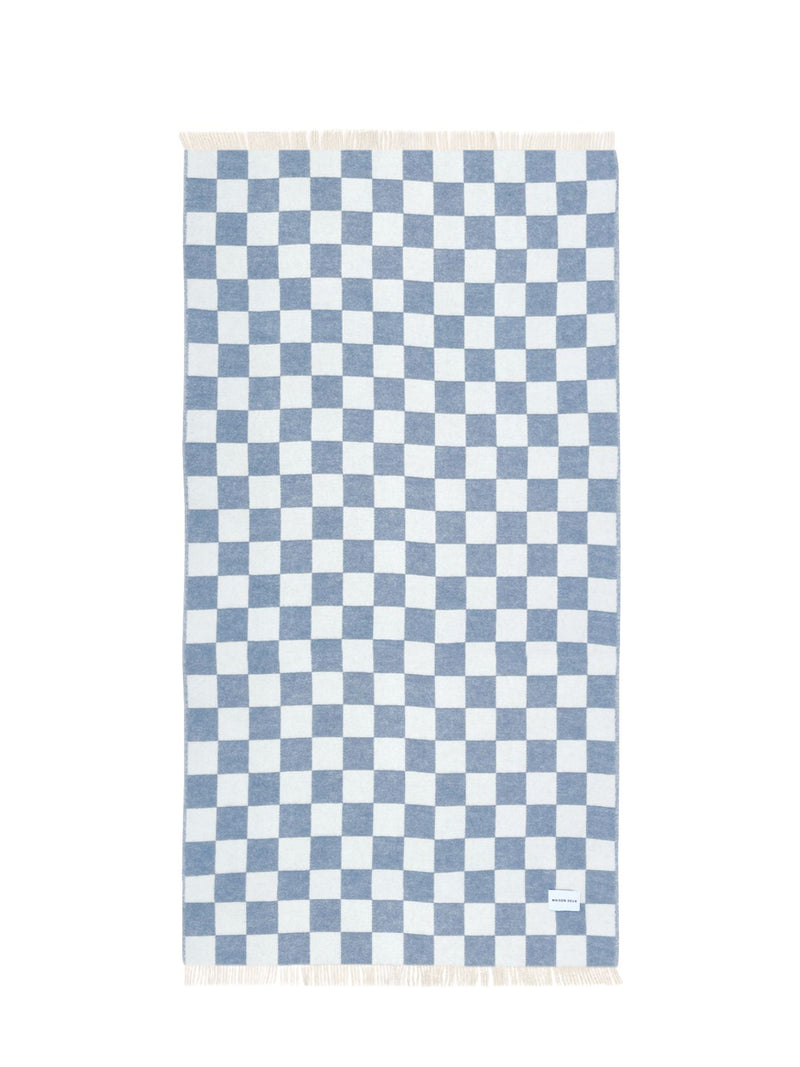 Checkerboard blanket XL, denim blue-white