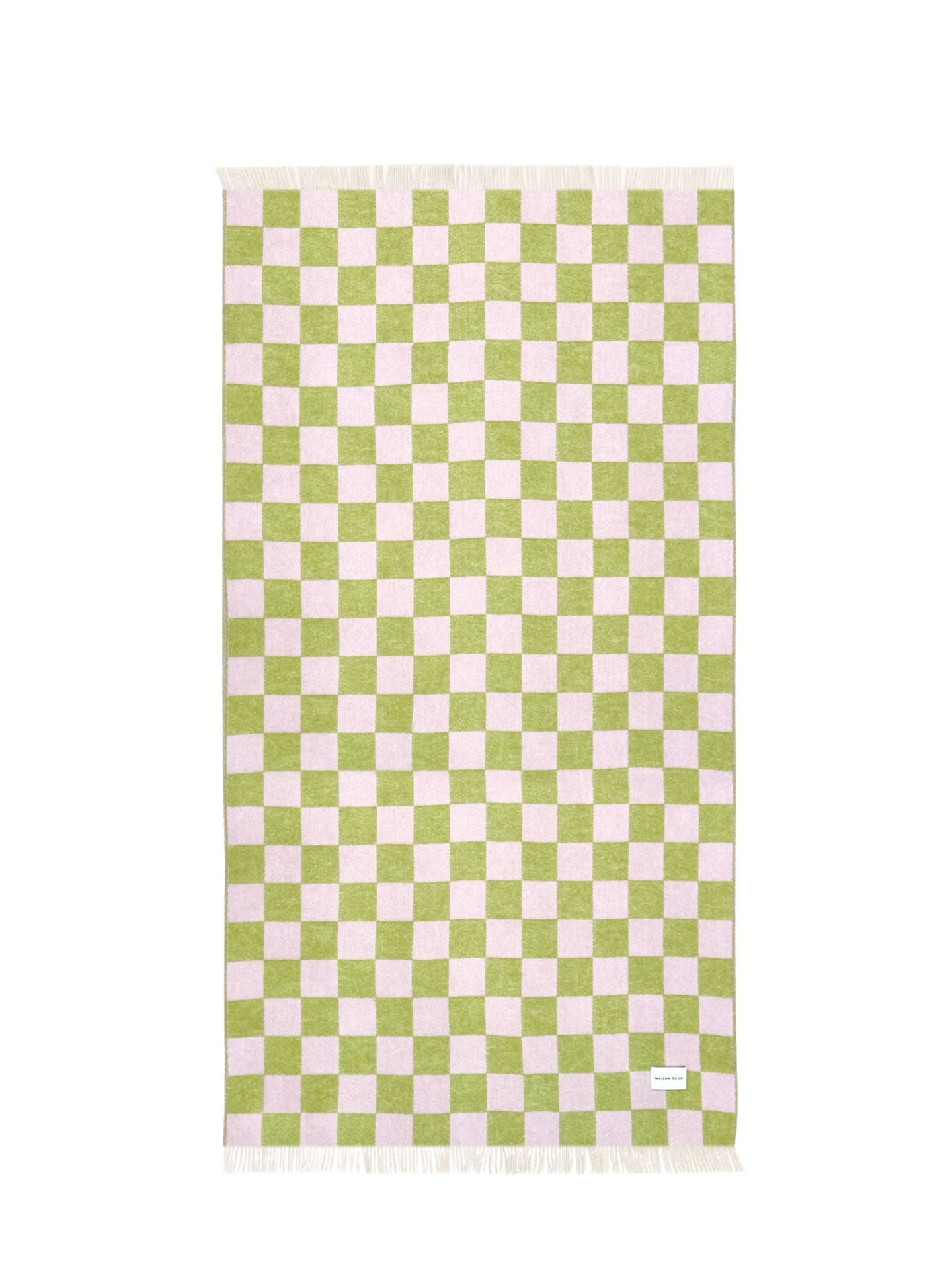 Checkerboard blanket XL, kiwi green-pink