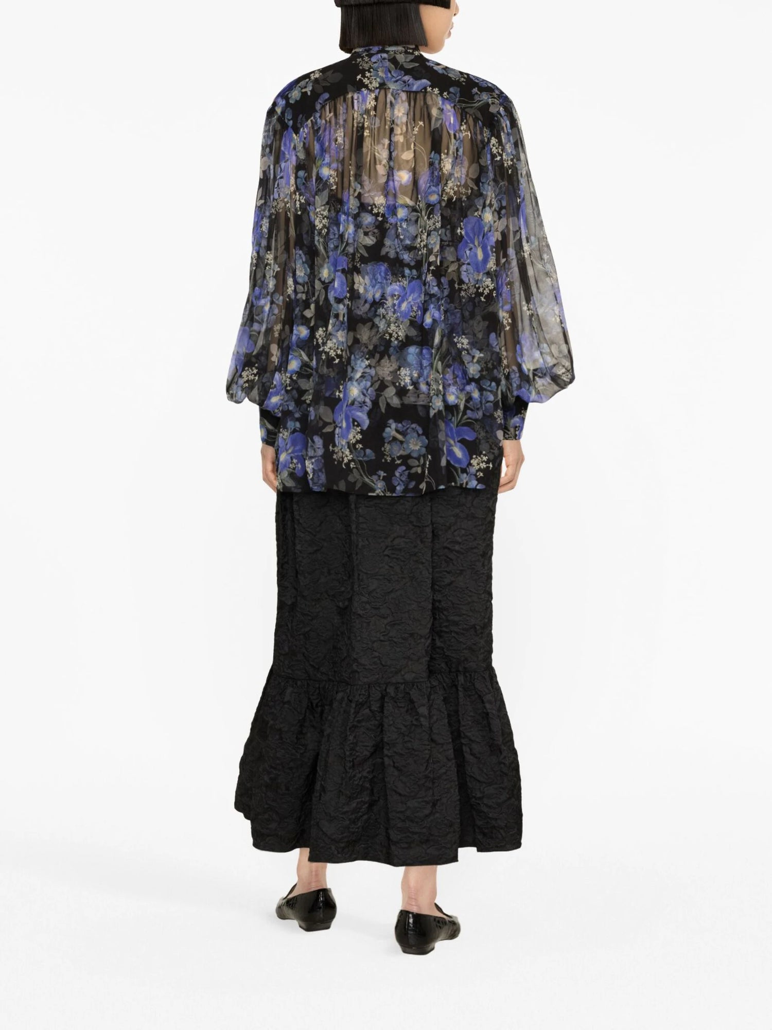 Lyrical Lantern Blouse, blue iris black